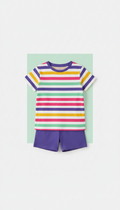 Striped Tee and Violet Pop Shorts Set