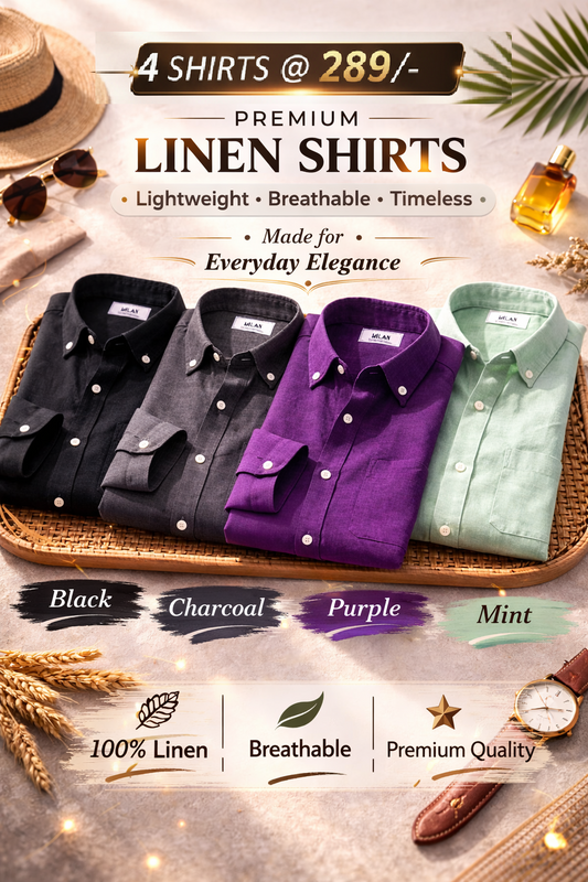 Premium Linen Shirt Combo Pack for Men - Set of 4